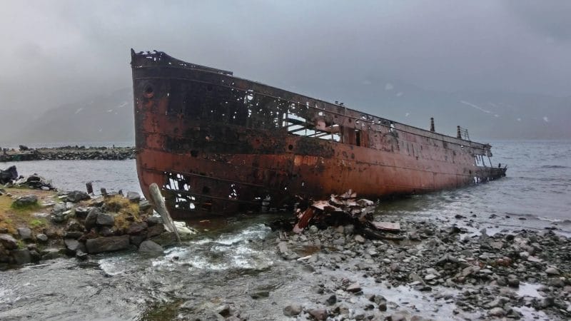 shipwreck in Djúpavík in Westfjords of Iceland