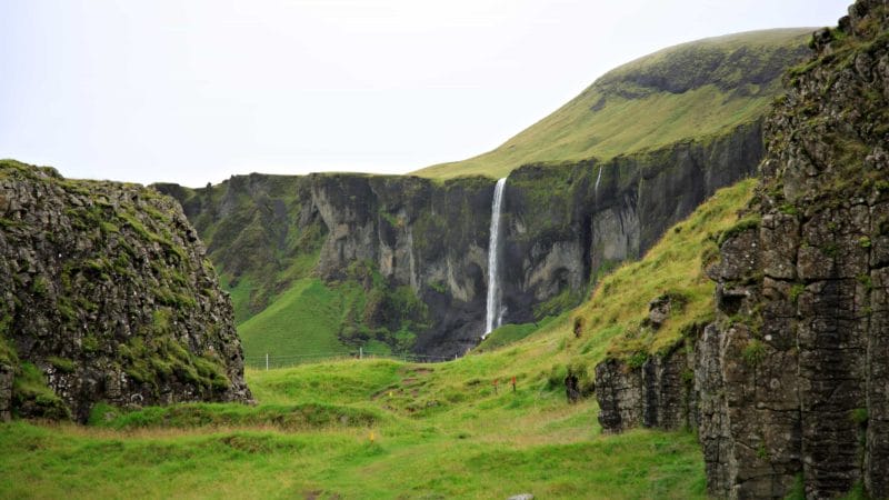 Dverghamrar dwarf cliffs and Foss á síðu in south Iceland