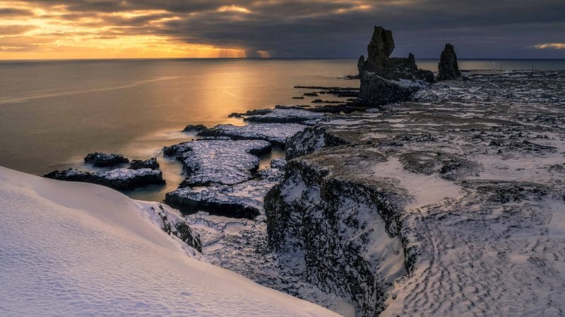 Trolls cliffs at Lónadrangar in Snæfellsnes Peninsula Iceland