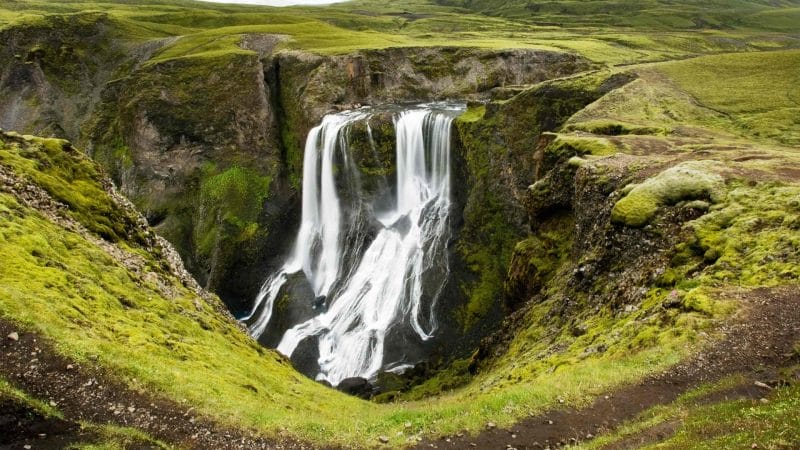Fagrifoss waterfall in the highlands of Iceland