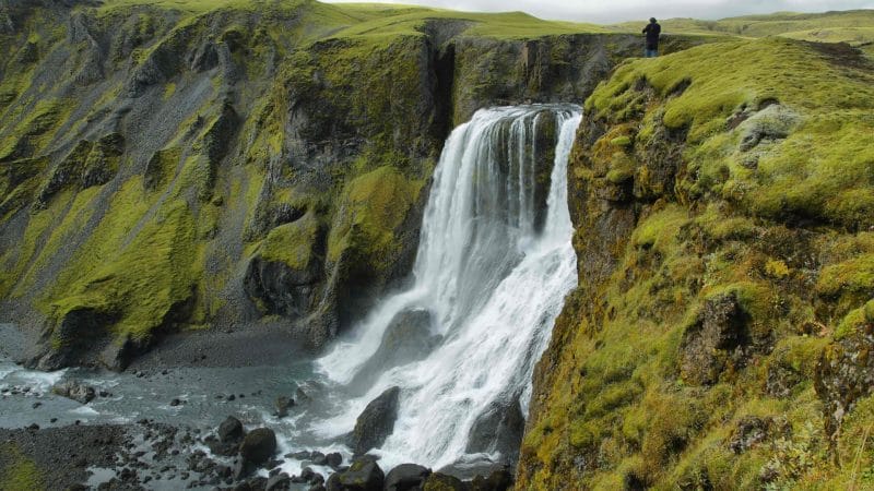 Fagrifoss waterfall in the highlands of Iceland