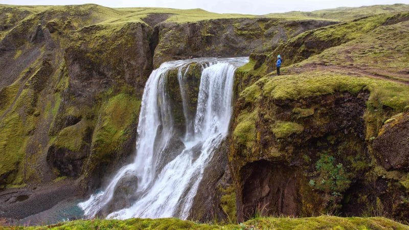 Fagrifoss waterfall in the highlands of Iceland