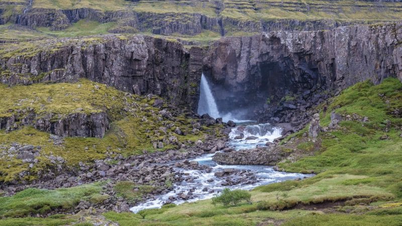 Folaldafoss waterfall in Öxi Djúpivogur village in East Iceland