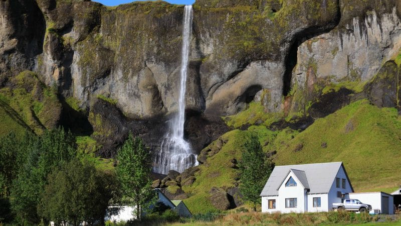 Foss á síðu waterfall next to a farm in south Iceland