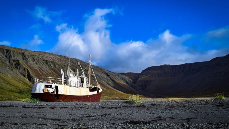 Garðar BA shipwreck in the Westfjords of Iceland