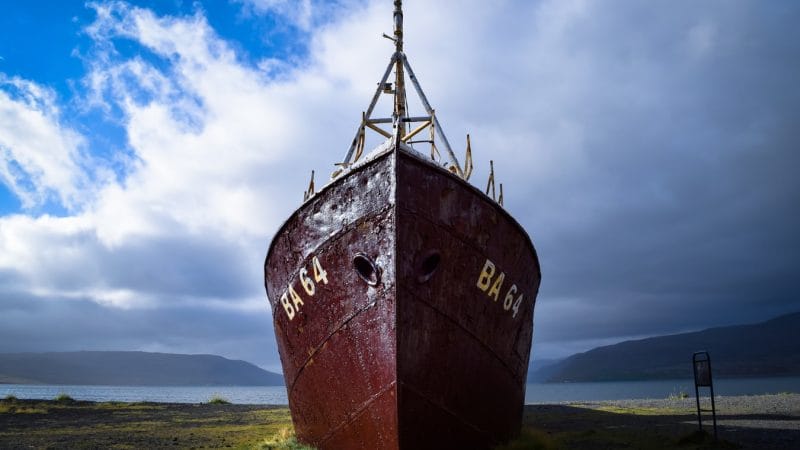 Garðar BA shipwreck in the Westfjords of Iceland