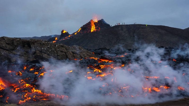 active volcano tour, Geldingadalur erupting volcano in Iceland