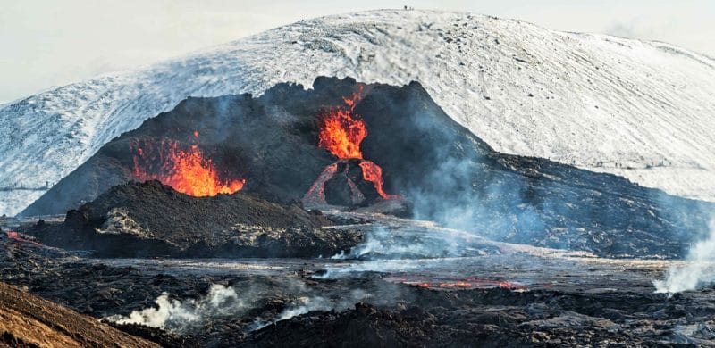 active volcano tour, Geldingadalur erupting volcano in Iceland