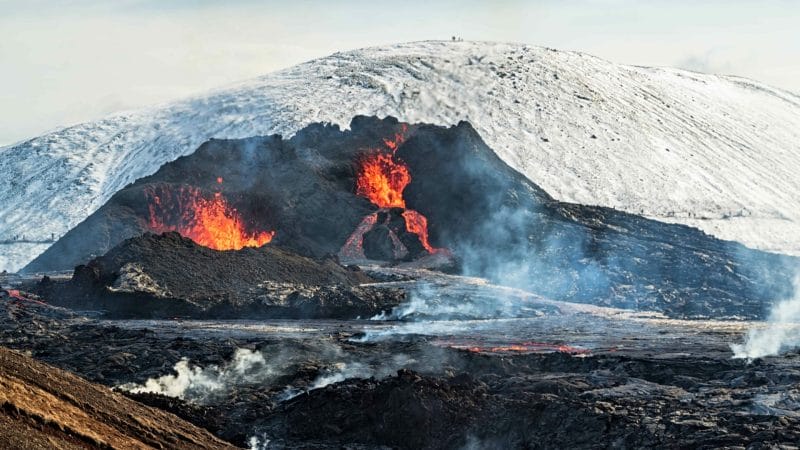 active volcano tour, Geldingadalur erupting volcano in Iceland