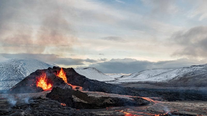 active volcano tour, Geldingadalur erupting volcano in Iceland