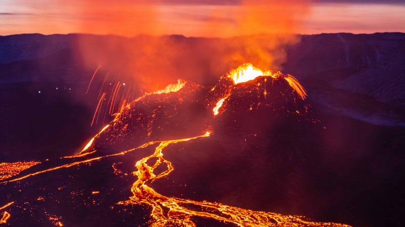 active volcano tour, Geldingadalur erupting volcano in Iceland