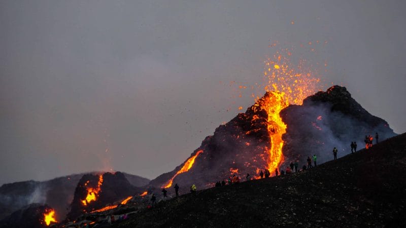 active volcano tour, Geldingadalur erupting volcano in Iceland