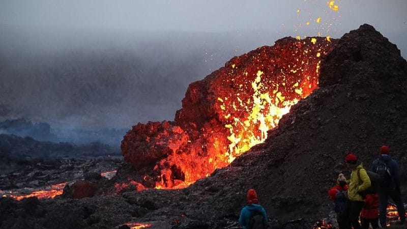 active volcano tour, Geldingadalur erupting volcano in Iceland