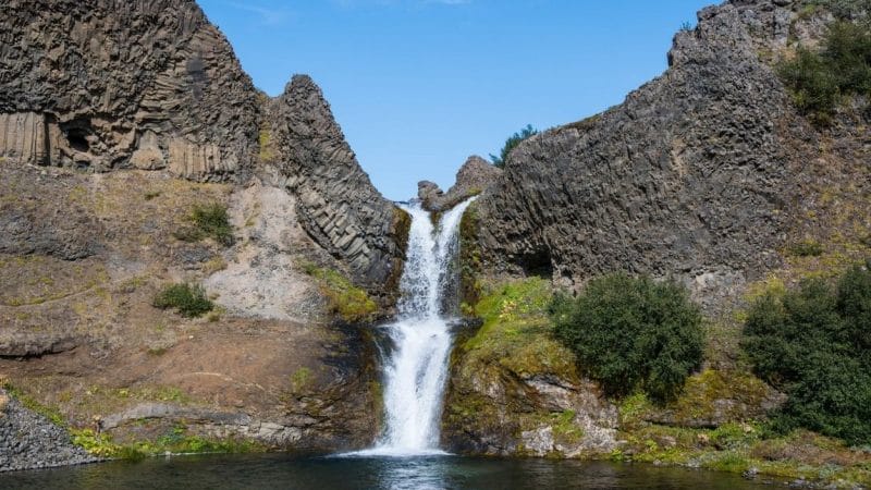 Gjafoss waterfall in Gjáin in Iceland, Golden Circle Highlands of Iceland