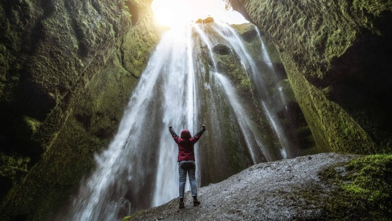 Gljúfrabúi hidden waterfall in a gorge - south Iceland Tours Guide
