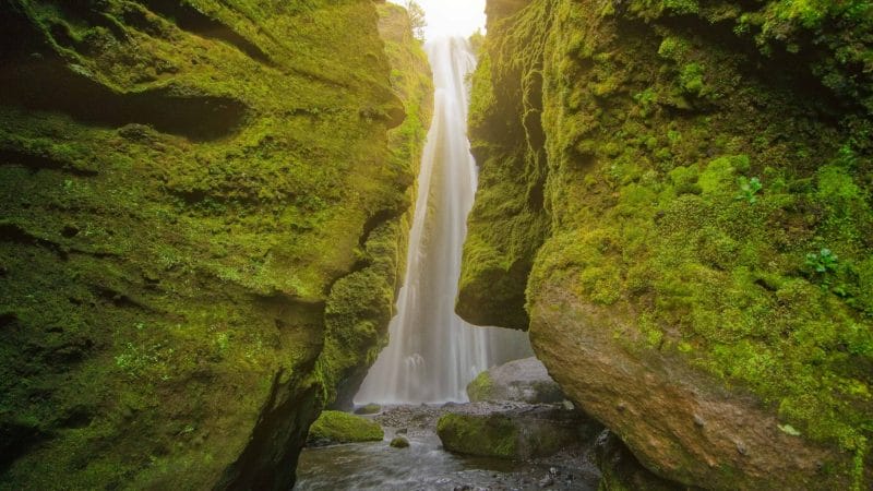 Gljúfrabúi hidden waterfall in a gorge - south Iceland Tours Booking