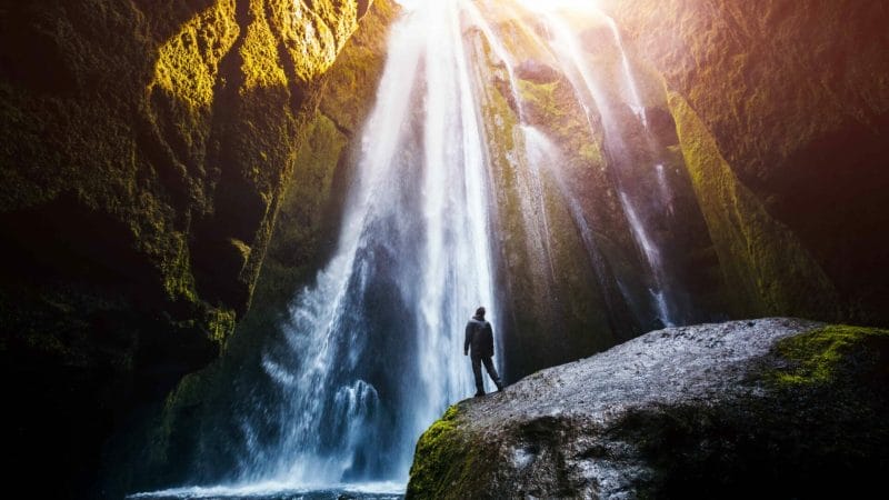 hidden waterfall in south Iceland - Gljúfrabúi