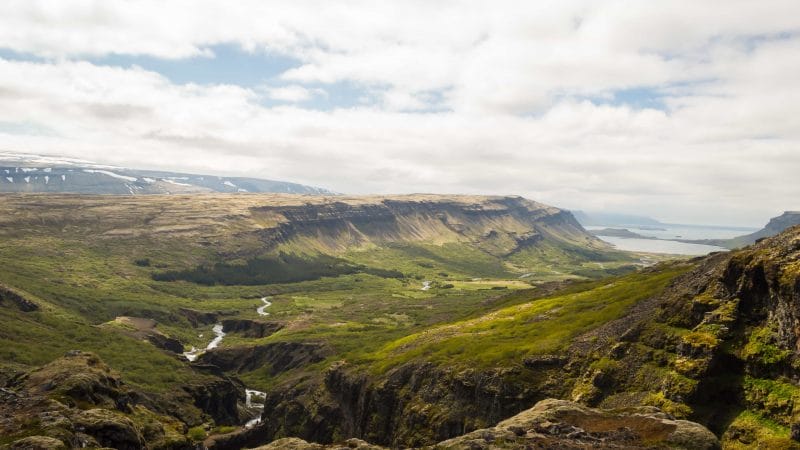 View over Hvalfjörður from Glymur highest waterfall in Iceland