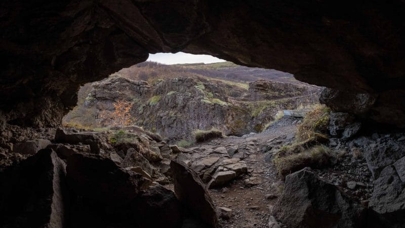 Cave on the Way to Glymur Waterfall - Iceland Tours