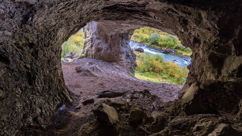 Cave on The Way To Glymur Waterfall - Iceland Tours