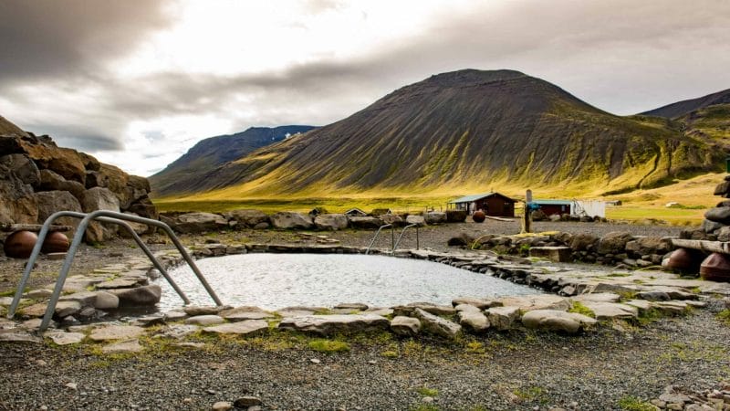 Iceland hot spring, Grettislaug hot spring in north Iceland