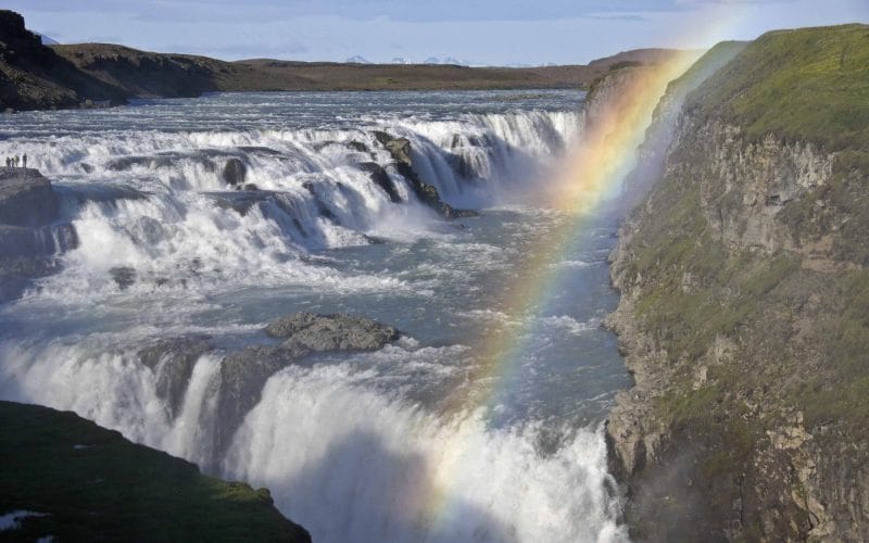 Iceland Must See- Gullfoss waterfall in Golden Circle Iceland, rainbow at Gullfoss