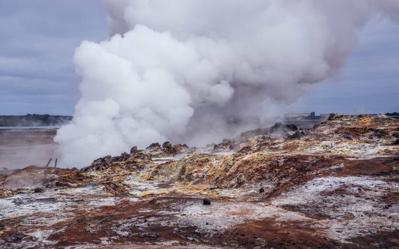 Gunnuhver hot spring in Reykjanes Peninsula Iceland