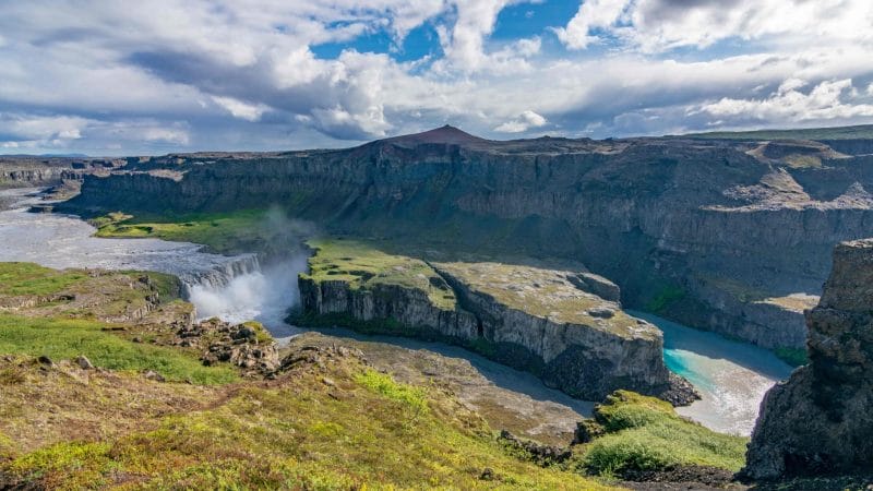 Hafragilsfoss waterfall in the diamond circle in north Iceland