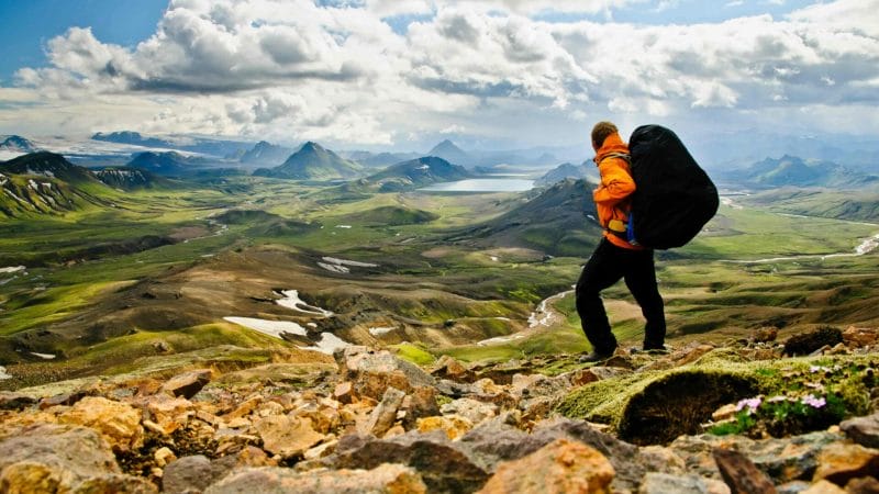 a man Hiking in Iceland