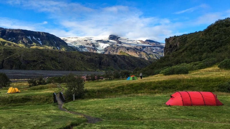 Hiking in Þórsmörk, camping in Þórsmörk