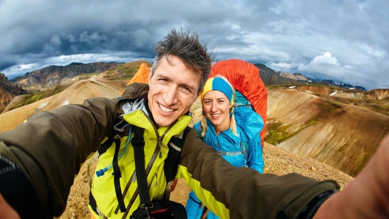 Honeymoon in Iceland, hiking in Landmannalaugar highlands of Iceland
