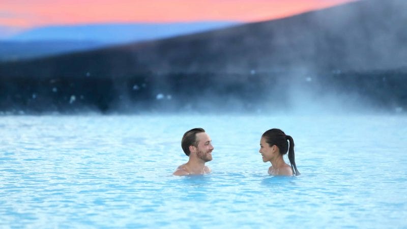 Honeymoon in Iceland, couple in the Blue Lagoon