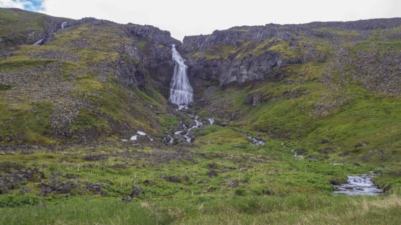 Waterfall in Hornstrandir Nature Reserven in the Westfjords of Iceland