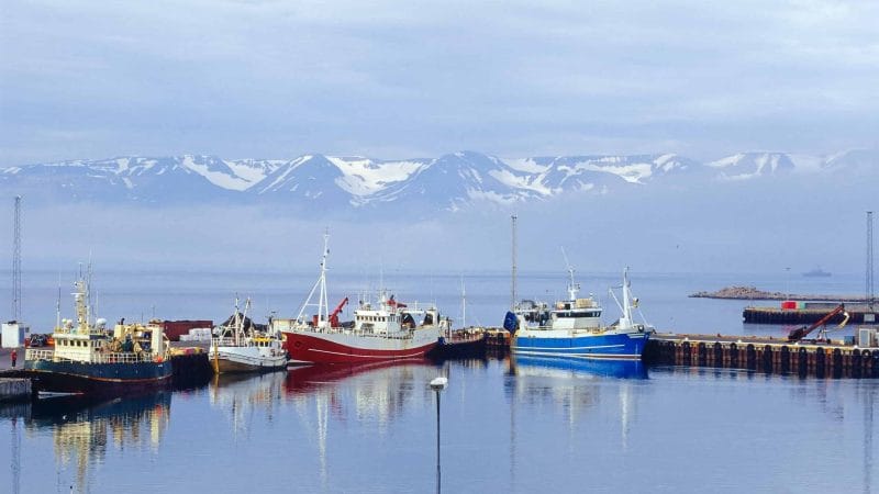 Húsavík fishing village in north Iceland