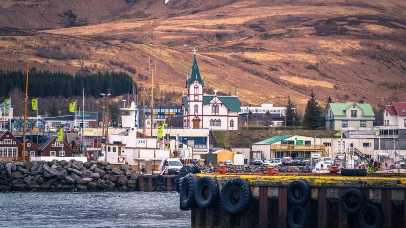 Húsavík fishing village in north Iceland