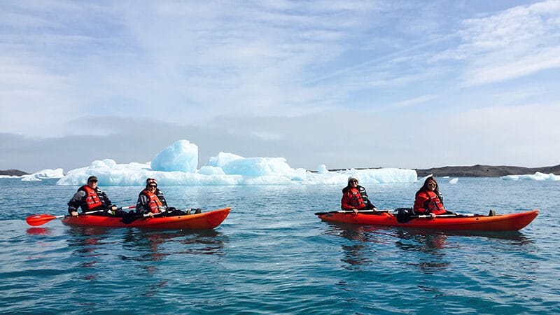 Kayaking on Jokulsarlon glacier lagoon