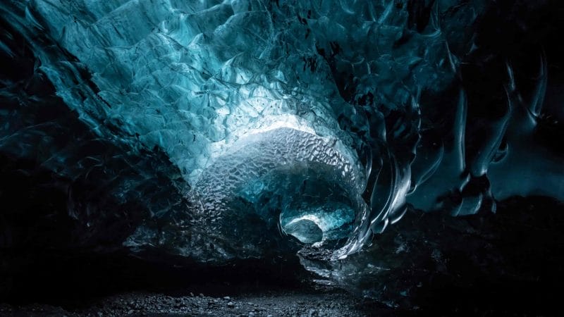 natural blue crystal ice cave in Iceland