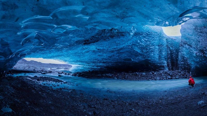 natural blue crystal ice cave in Iceland