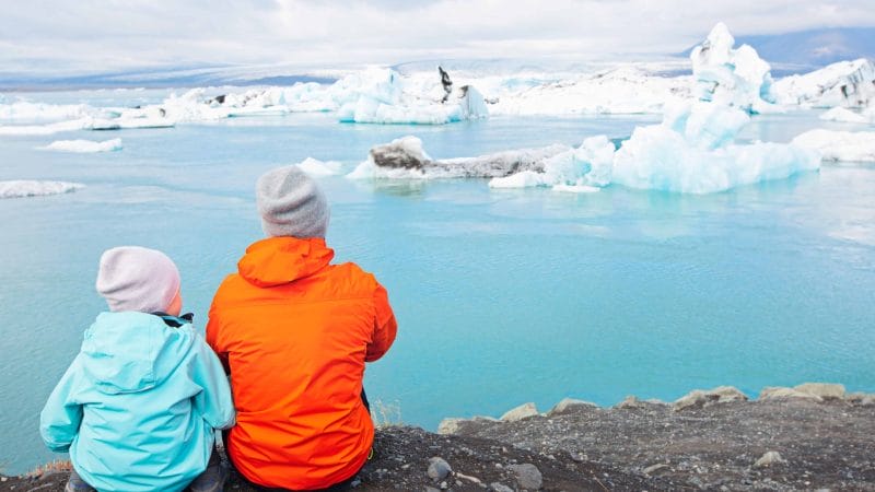 Iceland Family Travel at Jokulsarlon glacier lagoon