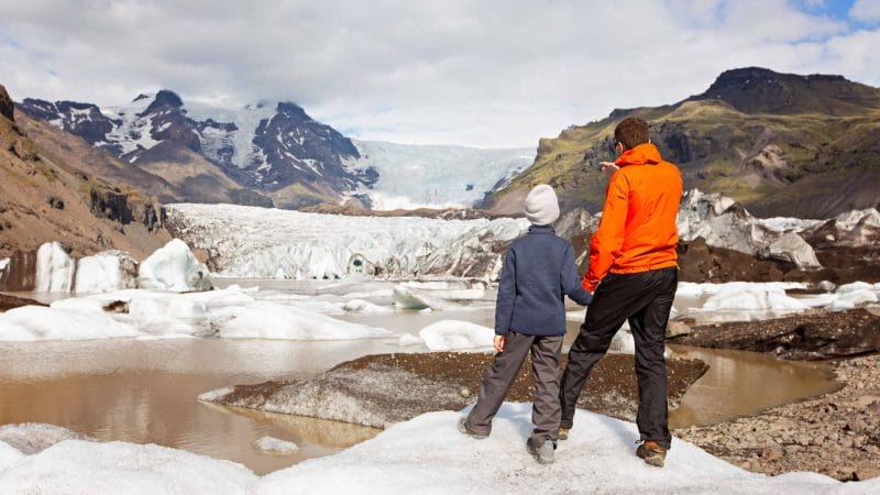 Iceland Family Travel with a glacier