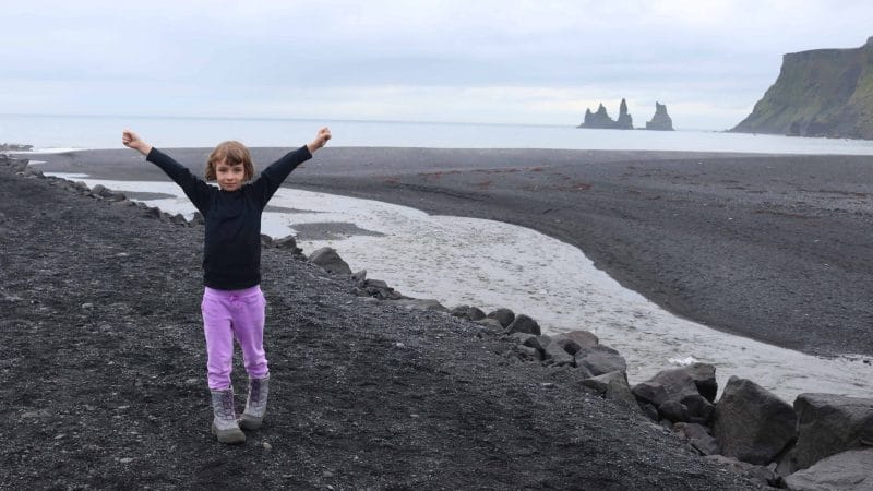 Iceland Family Travel at Reynisfjara black sand beach