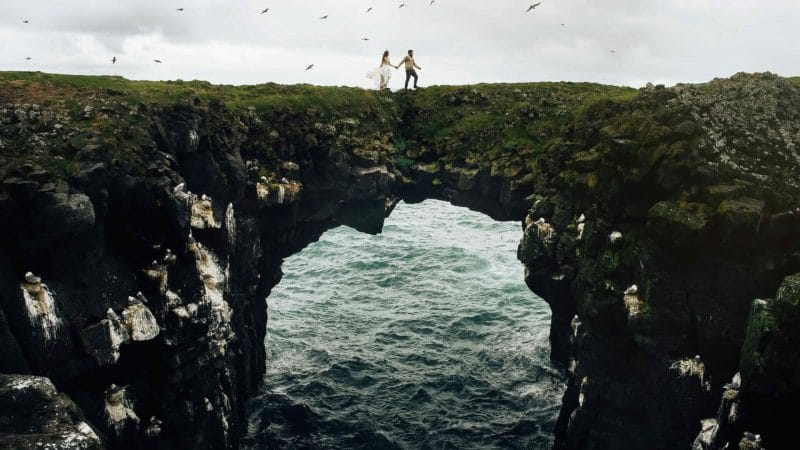 wedding photo shoot at Arnarstapi in Snæfellsnes Peninsula Iceland