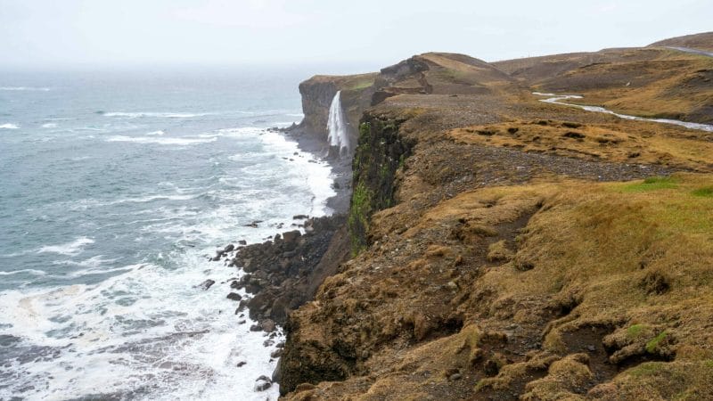 Ketubjörg cliffs and waterfall in north Iceland