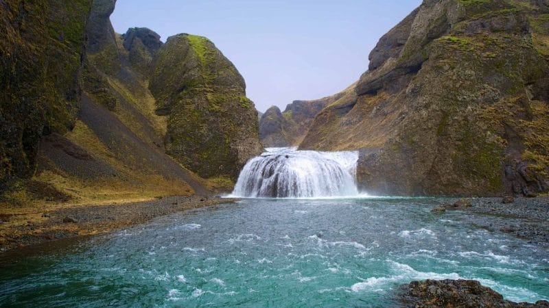 Stjórnarfoss waterfall in Kirkjubæjarklaustur South Iceland
