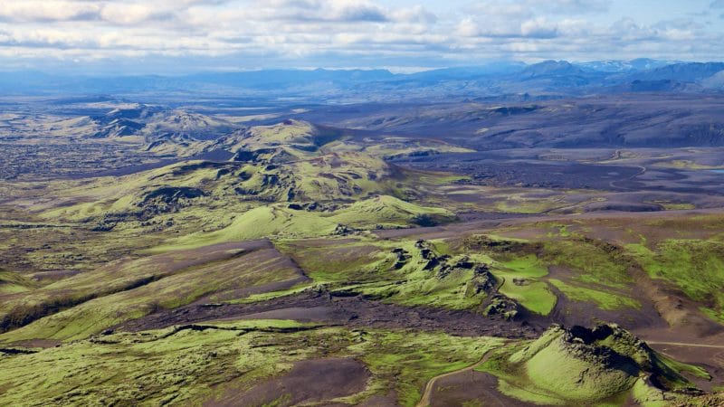 Highlands Iceland, Lakagígar crater in the highlands of Iceland - largest Craters in Iceland