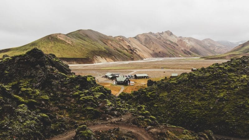 Landmannalaugar huts in the highlands of Iceland