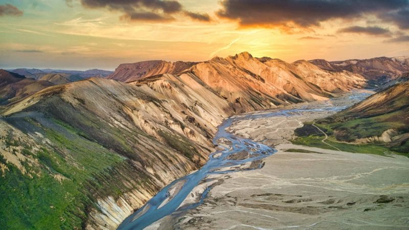 Highlands Iceland, Landmannalaugar in the highlands of Iceland, Brennisteinsalda Mountain in Landmannalaugar