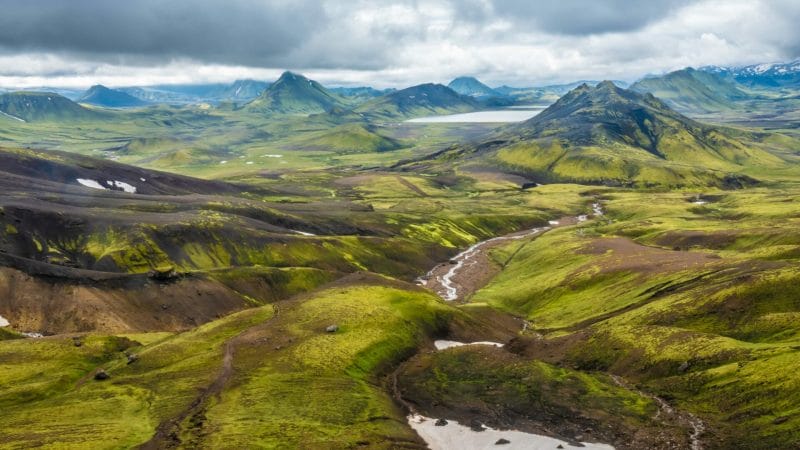 Laugavegur hiking trail in the highlands of Iceland