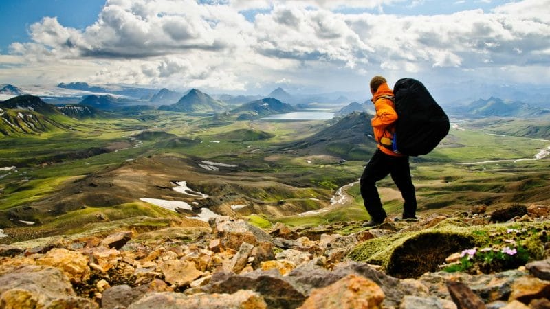 Laugavegur hiking trail in the highlands of Iceland