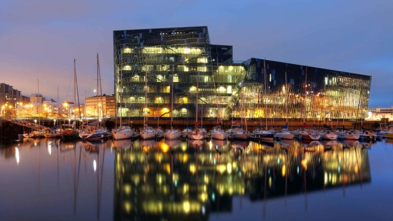 Harpa concert hall at night